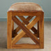 Kendari Stool with Hair-on-Leather Top and Teak Wood Base