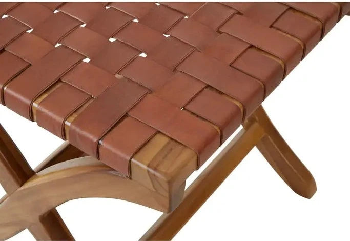 Kendari Low Stool with Sustainable Teak Wood Base