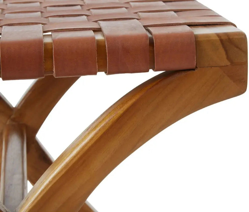 Kendari Low Stool with Sustainable Teak Wood Base