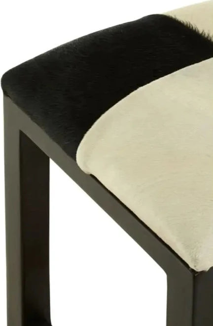 Kendari Low Stool with Natural Teak Wood Frame and Leather Upholstery