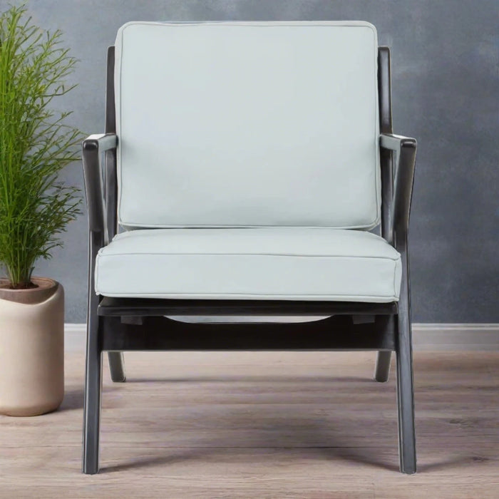 Morstock Accent Armchair, Padded Grey Leather, Black Wood Frame