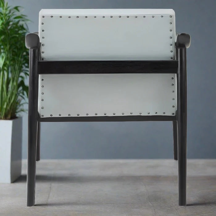 Kingston Accent Armchair, Grey Leather, Black Wood Frame