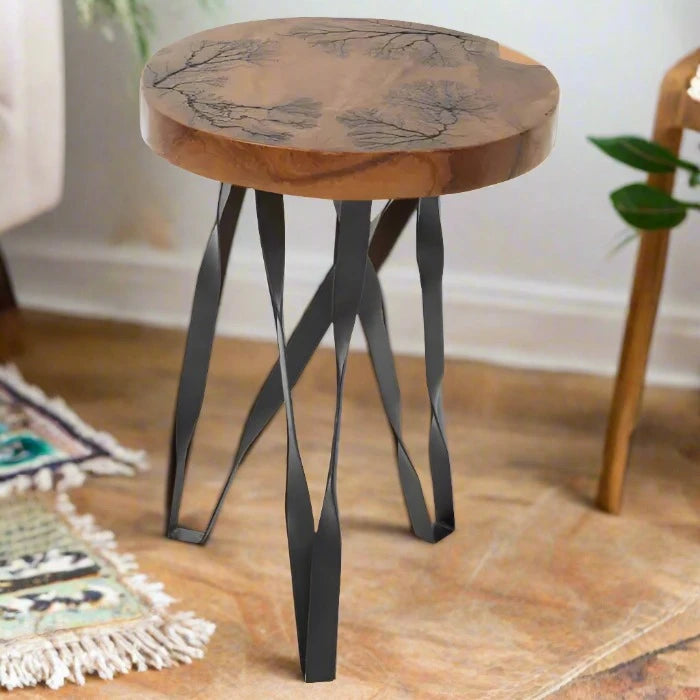 Surak Natural Teak Wood Stool/Table