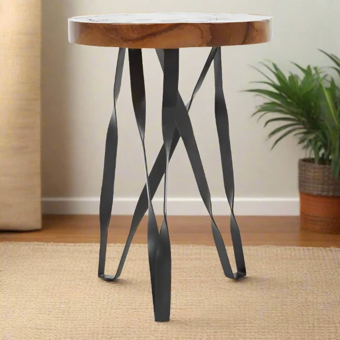 Surak Natural Teak Wood Stool/Table