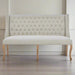 Dunbar Indoor Bench, Natural Linen Fabric, Natural Wood Legs