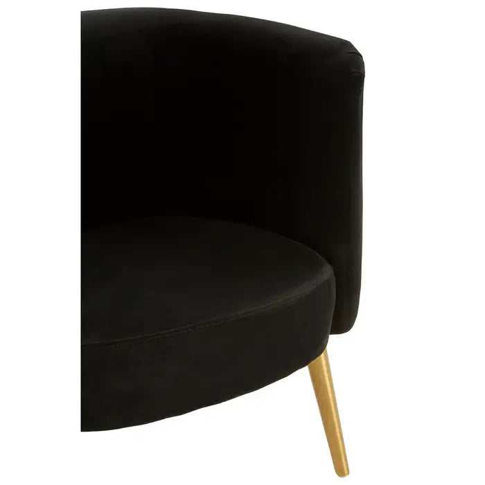 Chester Accent Tub Chair, Button Tuffed Black Velvet, Gold Legs
