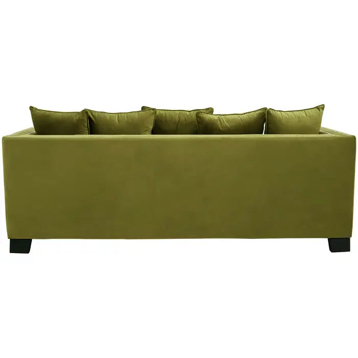 Sofia 3 Seater Sofa, Yellow Fabric, Black Rubberwood Legs, Cushions