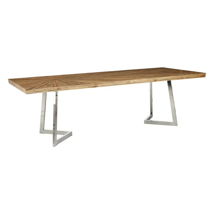 Shelfield Rectangular Dining Table, Natural Wood & Chrome Base