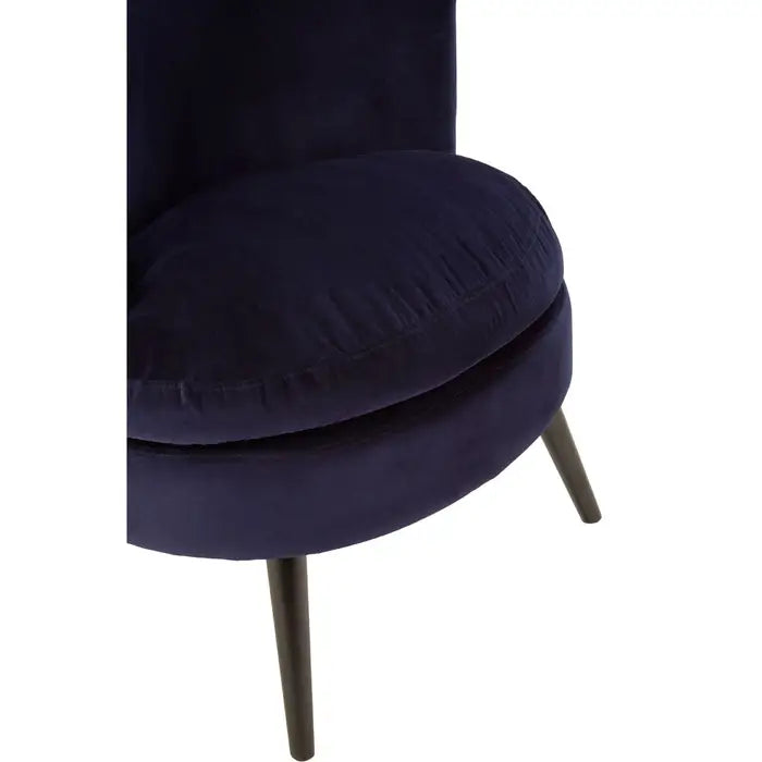Marston Accent Tub Chair, Midnight Blue Velvet, Black Wood Legs