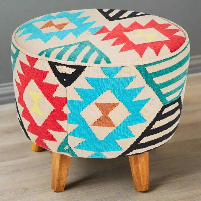 Berber Style Multi-Coloured Footstool