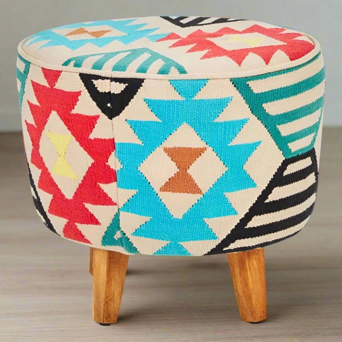 Berber Style Multi-Coloured Footstool