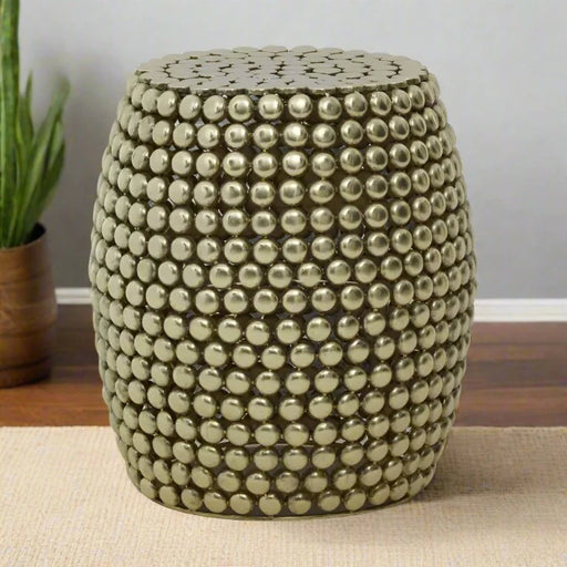 Handcrafted Metallic Bead Barrel Design Stool