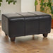 Metro Indoor Bench, Black Leather, Teak Feet