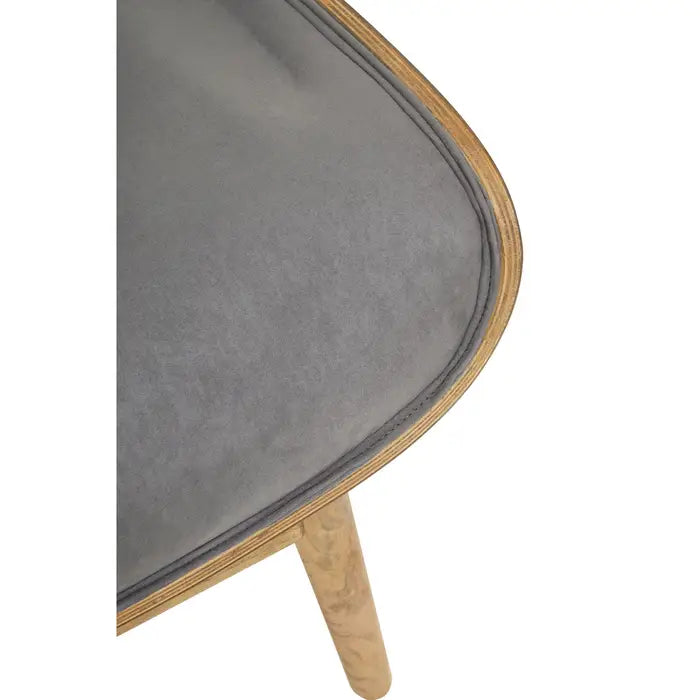 Vinsi Dark Grey Velvet & BIrch Wood Chair / Accent