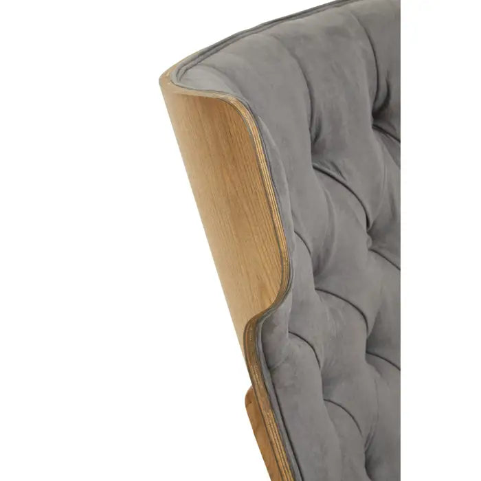 Vinsi Dark Grey Velvet & BIrch Wood Chair / Accent