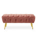 Dusty Pink Velvet Upholstered Rectangular Stool with Gold Finish Legs