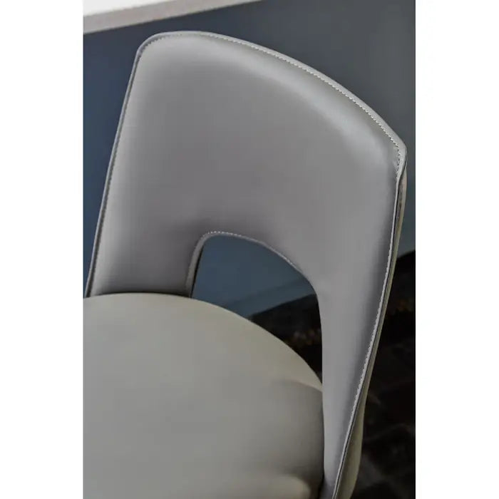 Gilden Bar Chair, Grey Leather, Chrome Metal