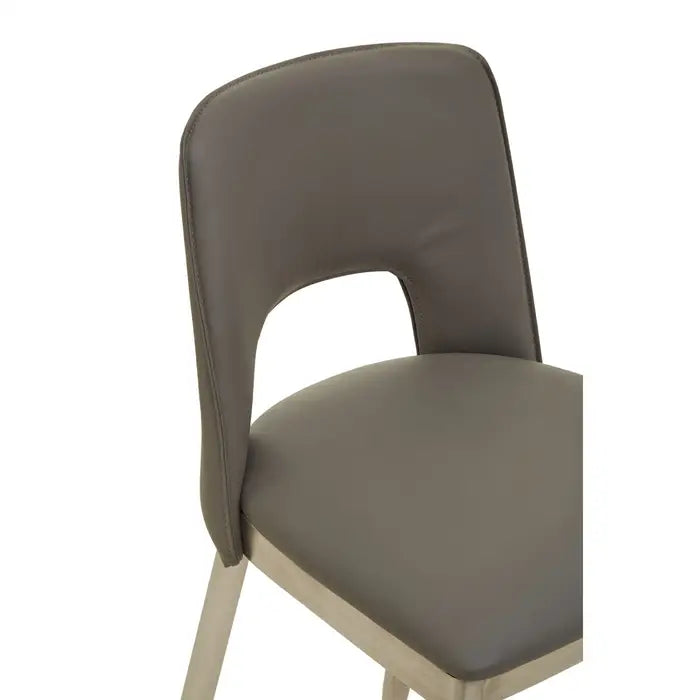 Gilden Bar Chair, Grey Leather, Chrome Metal
