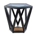 Pentagon Side Table, Black Wooden Frame, Glass Top