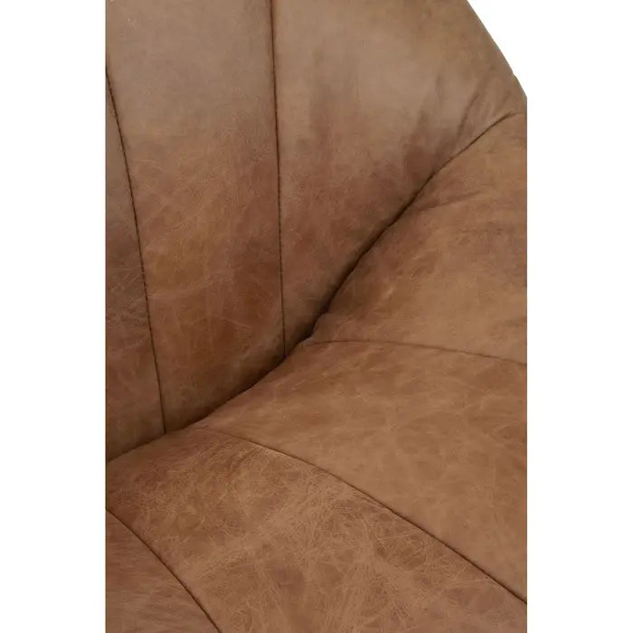 Haxton Floor Accent Chair, Light Brown Pleated Leather