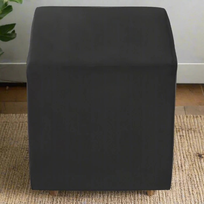 Black Velvet Stool with Square Silver Stainless Steel Base