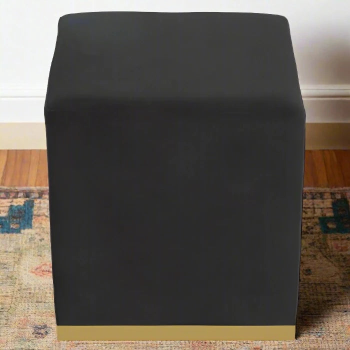 Luxe Black & Gold Velvet Footstool / Pouffe