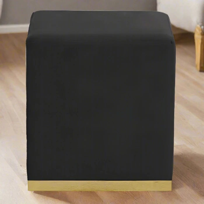 Luxe Black & Gold Velvet Footstool / Pouffe