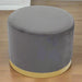 Grey Velvet Stool with Round Gold Stainless Steel Base