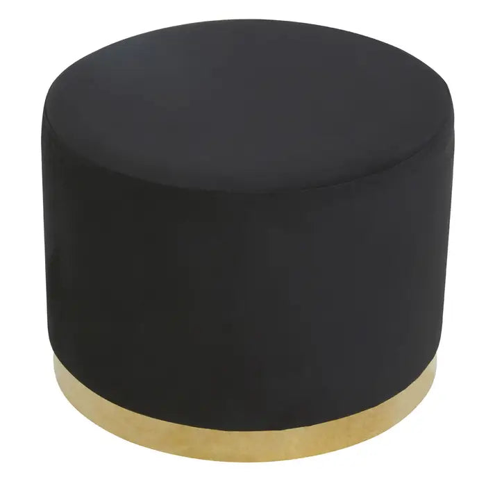 Black & Gold Round Pouffe