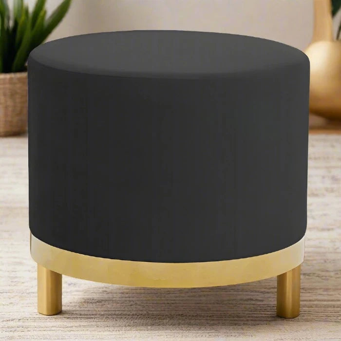 Black & Gold Round Pouffe