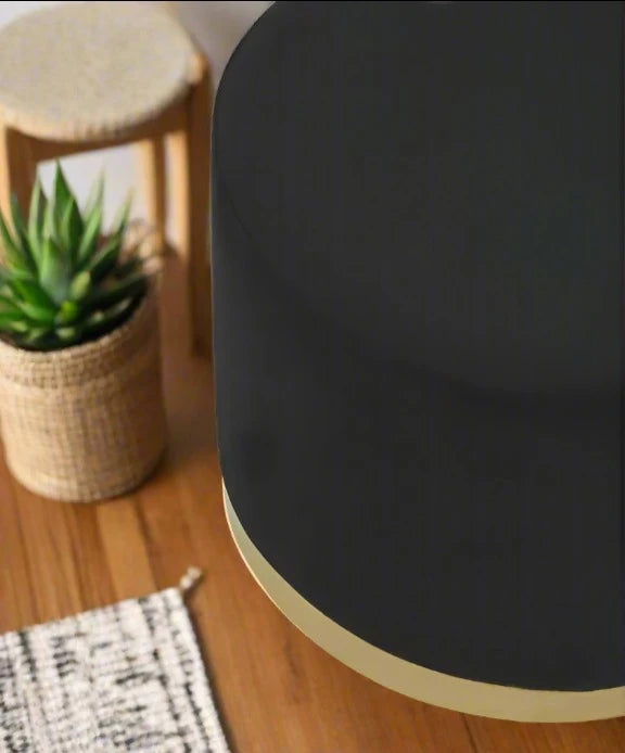 Black & Gold Round Pouffe