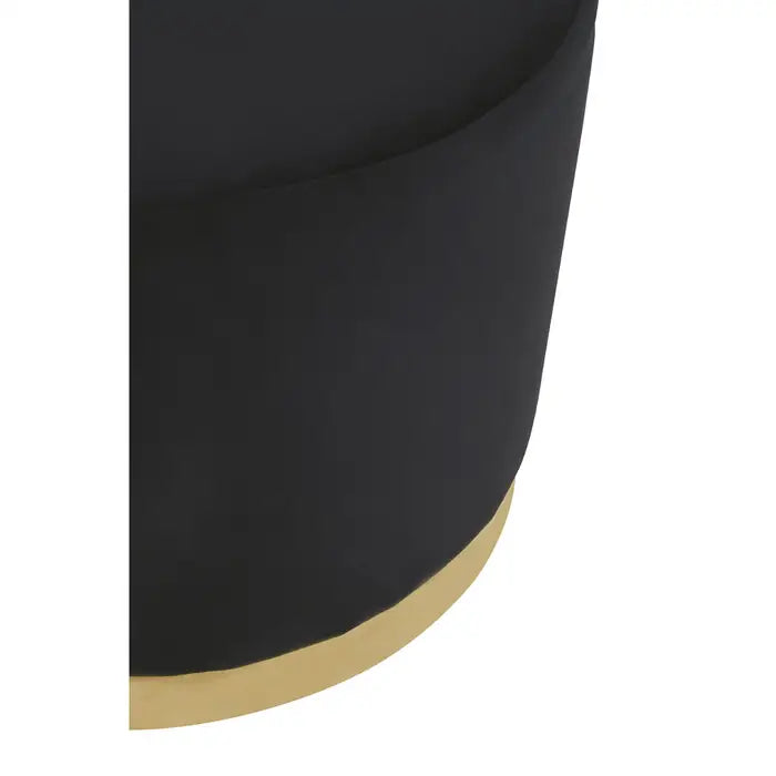 Black & Gold Round Pouffe