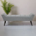 Wilton Grey Fabric Bench, Silver Studs, Button Tufted