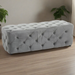 Wilton Grey Velvet Bench, Button Tufted