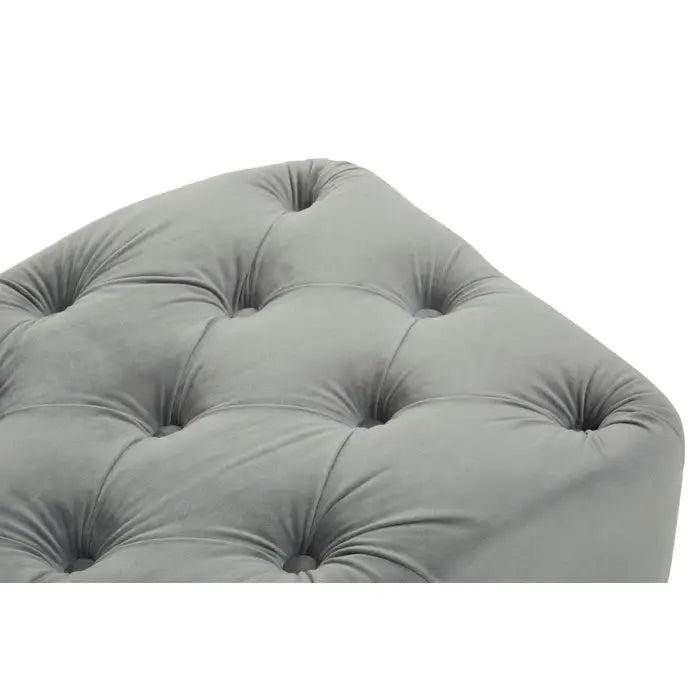 Wilton Grey Velvet Bench, Button Tufted