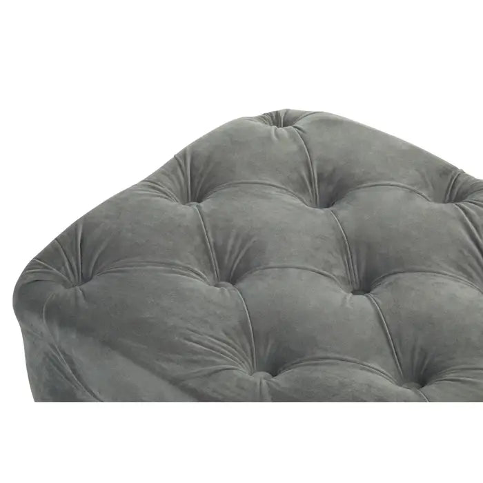 Wilton Grey Velvet Bench, Button Tufted