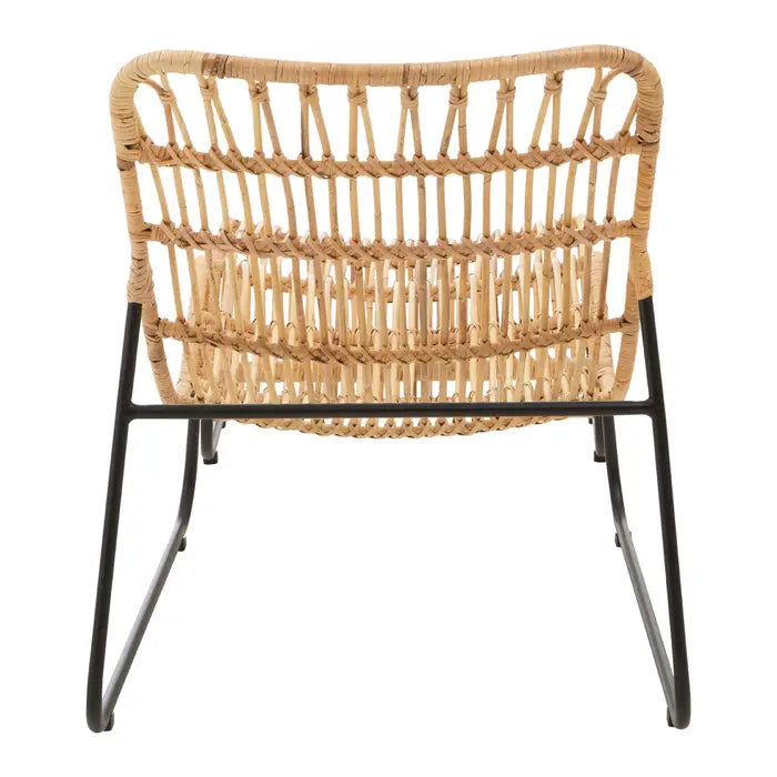 Reverie Outdoor Chair & Footstool, Rattan, Black Metal