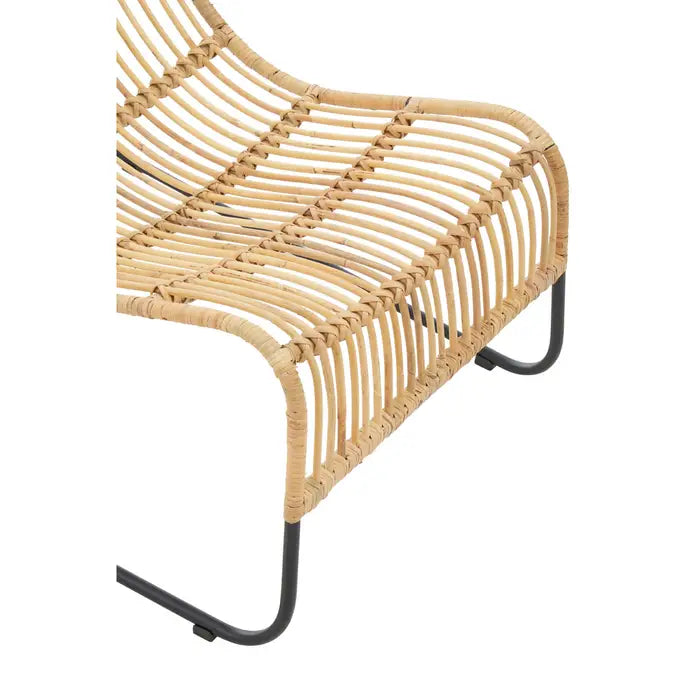 Reverie Outdoor Chair & Footstool, Rattan, Black Metal