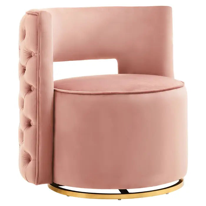 Yasmeen Pink Velvet Swivel Chair