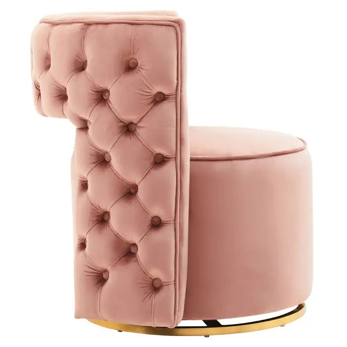 Yasmeen Pink Velvet Swivel Chair