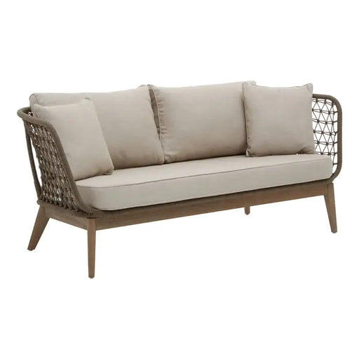 Opus Three Seater Sofa, Grey Fabric, Foam-Padded, Tapered Wooden Legs, Cushions