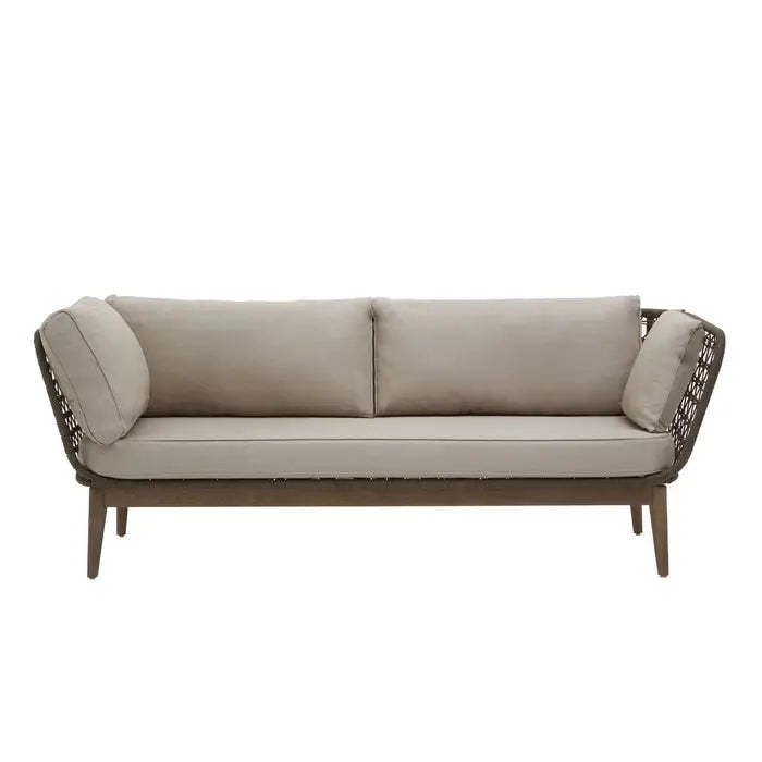 Opus Three Seater Sofa, Bronze Fabric, Tapered Wooden Legs, 2  Side Cushions