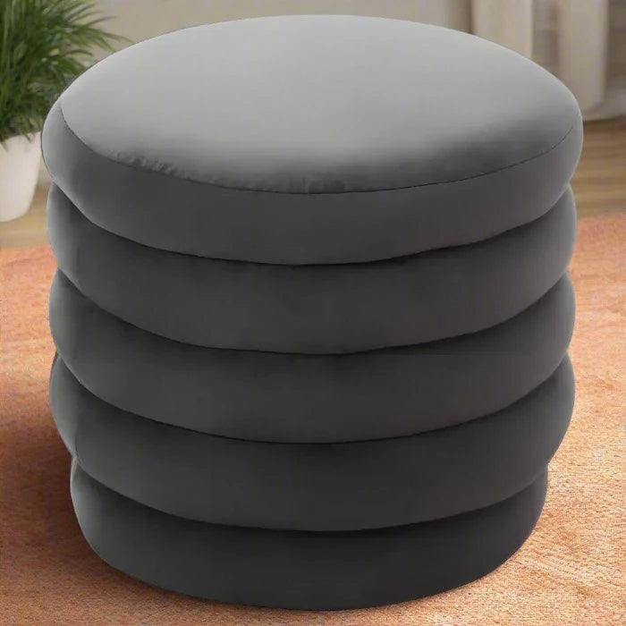 Graphite Velvet Handcrafted Footstool