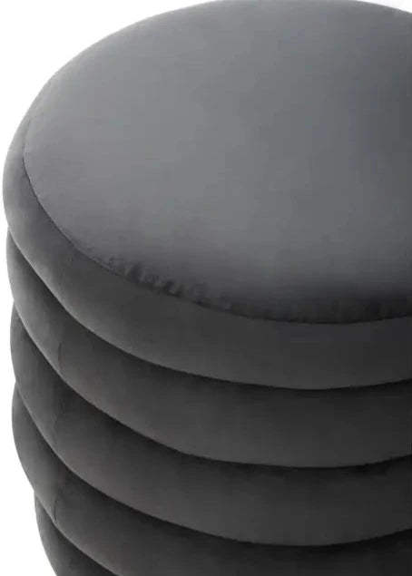 Graphite Velvet Handcrafted Footstool