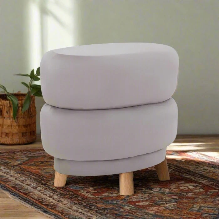 Enhance Your Space with the Glamorous Grey Velvet Upholstered Stool