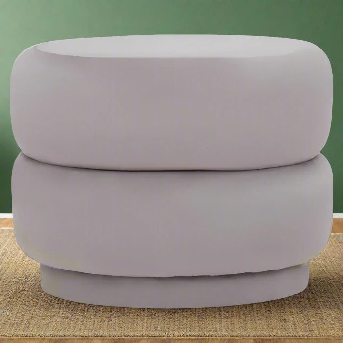 Enhance Your Space with the Glamorous Grey Velvet Upholstered Stool