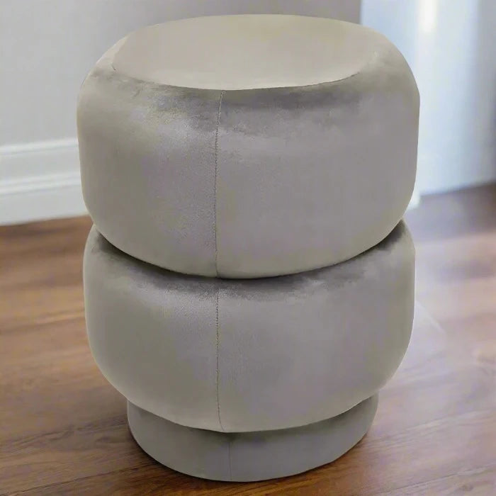 Glamorous Grey Velvet Upholstered Multi-Use Stool