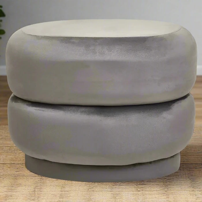 Glamorous Grey Velvet Upholstered Multi-Use Stool