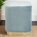 Luxury Blue Velvet Upholstered Stool with Matte Gold Base