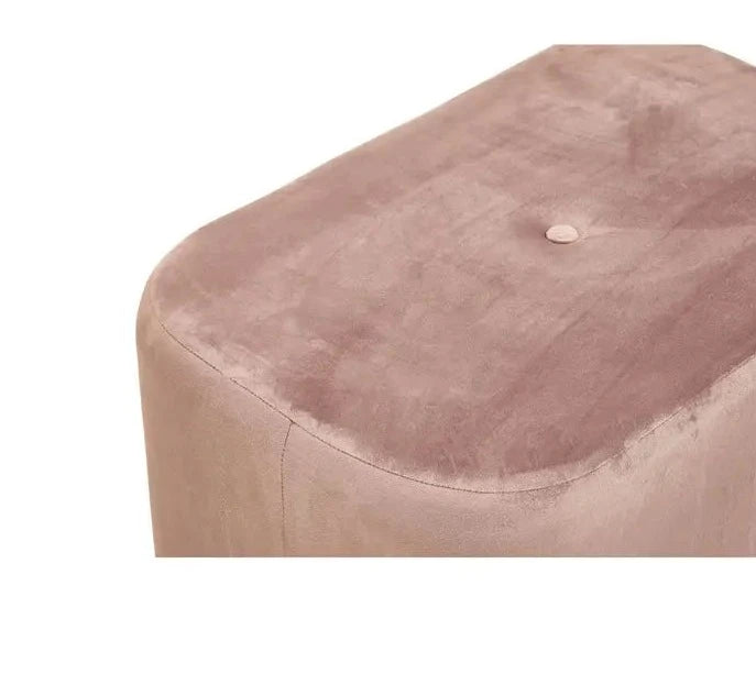 Luxury Dusky Pink Velvet Upholstered Stool with Matte Gold Base